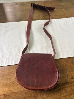 Classic Leather Crossbody Saddle Bag in Deep Brown